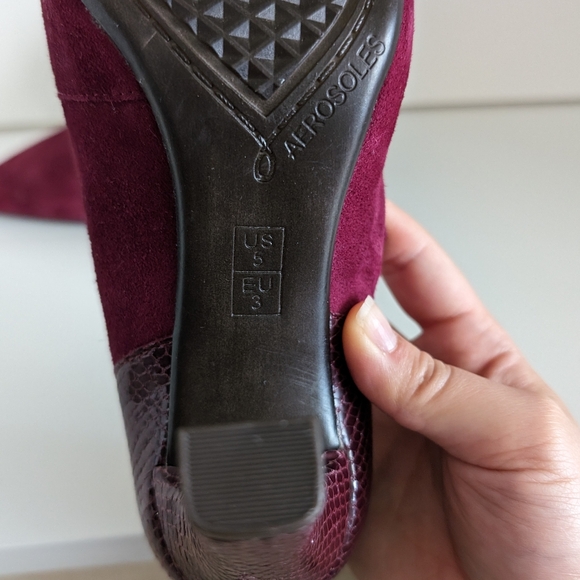 Aerosoles Wine Suede Heels 'Taxi Ride' Size 5 - Picture 5 of 5
